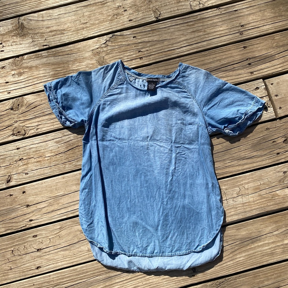 Casual Blue Denim Top